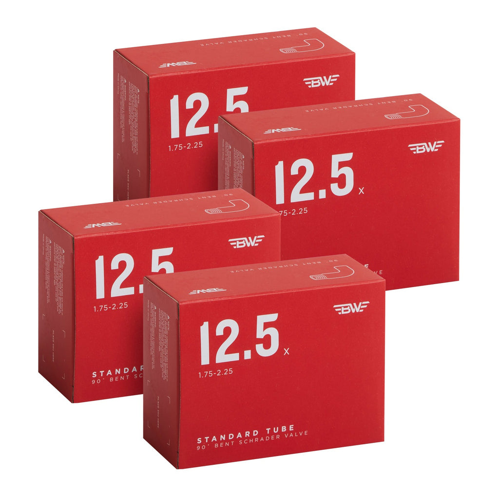 Four pack of bike tubes in red boxes