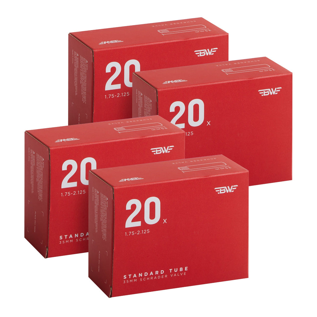 Four pack of bike tubes in red boxes