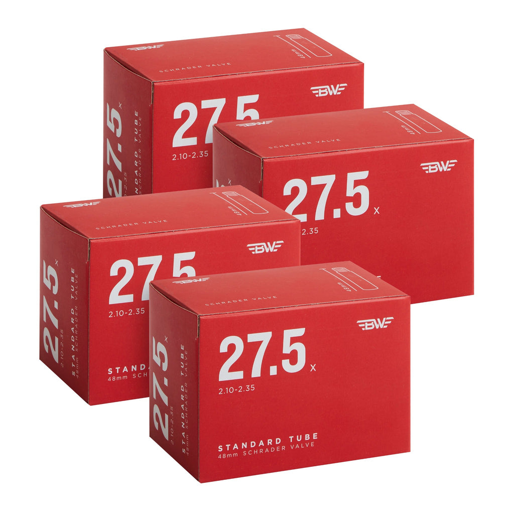 Four pack of bike tubes in red boxes