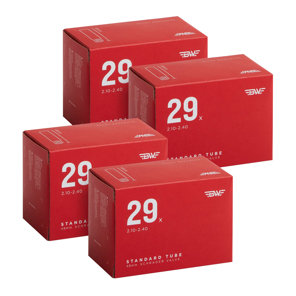 Four pack of bike tubes in red boxes