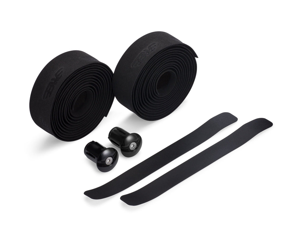 Two rolls of black handlebar bar tape. Black EVA handlebar tape on white background. 