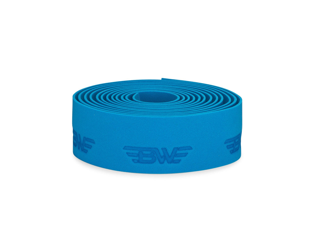 Blue handlebar bar tape. Blue EVA handlebar tape on white background. 