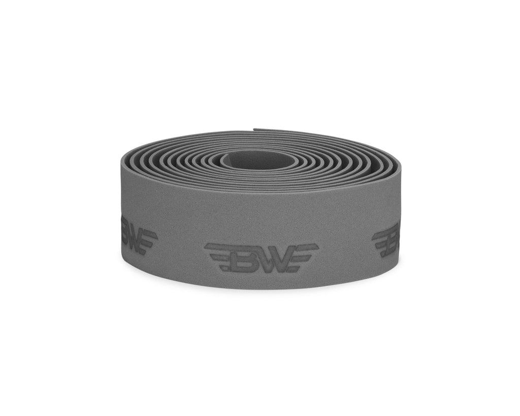 Grey handlebar tape for road bikes. Grey EVA handlebar tape on white background.