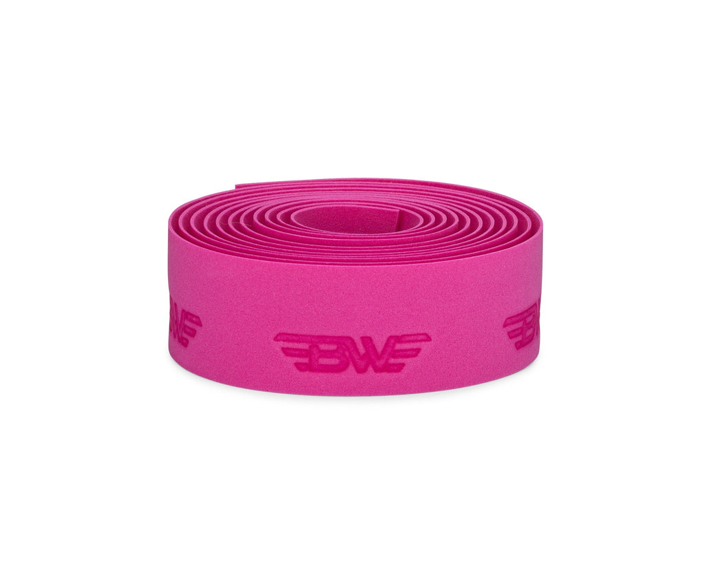 Magenta handlebar tape for road bikes. Magenta EVA handlebar tape on white background.