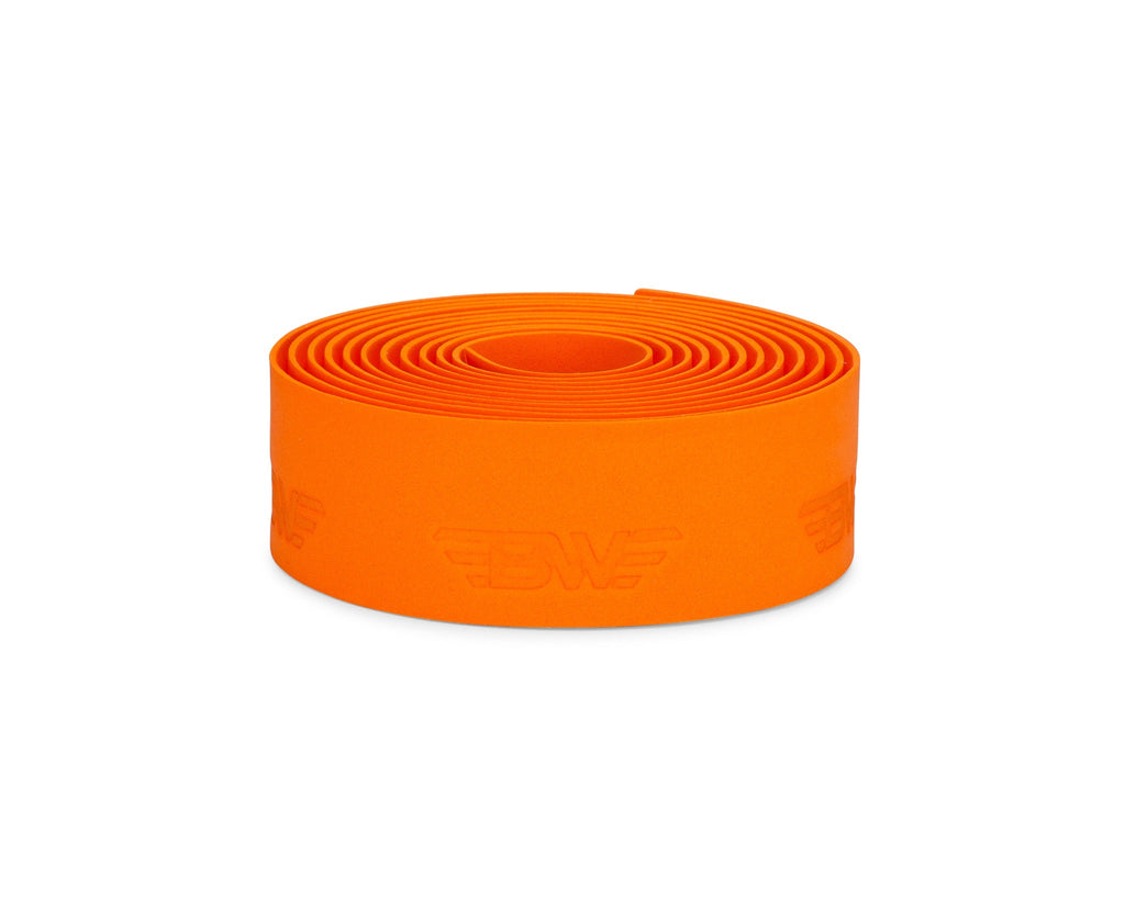 Orange handlebar tape for road bikes. Orange EVA handlebar tape on white background.