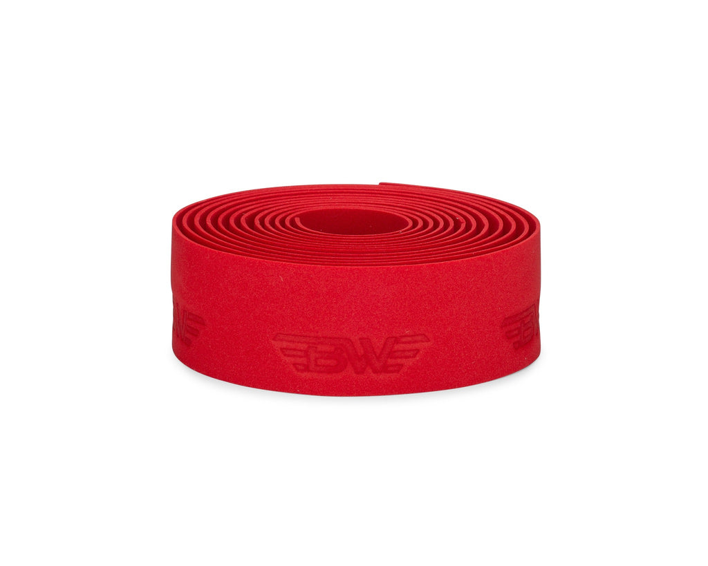 Red handlebar tape for road bikes. Red EVA handlebar tape on white background.