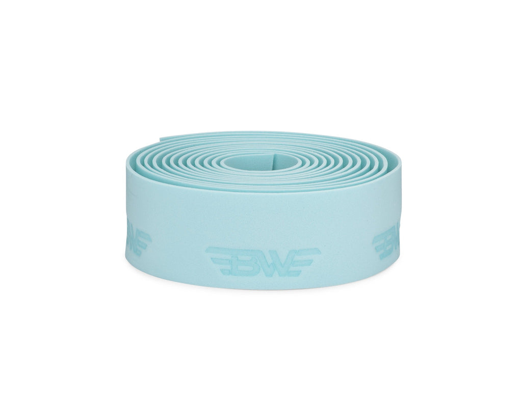 Sky blue handlebar tape for road bikes. Sky blue EVA handlebar tape on white background.