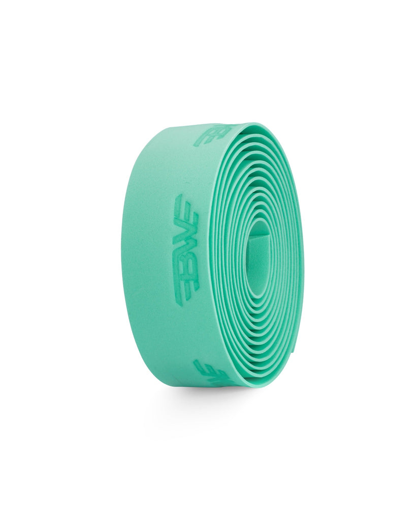 Turquoise handlebar tape for road bikes. Turquoise EVA handlebar tape on white background.