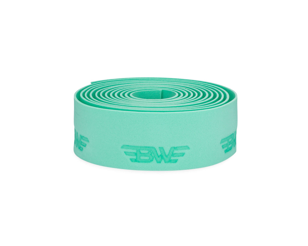 Turquoise handlebar tape for road bikes. Turquoise EVA handlebar tape on white background.
