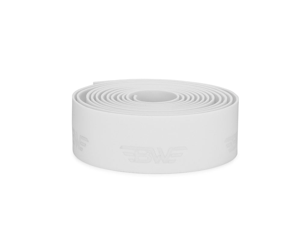 White handlebar tape for road bikes. White EVA handlebar tape on white background.