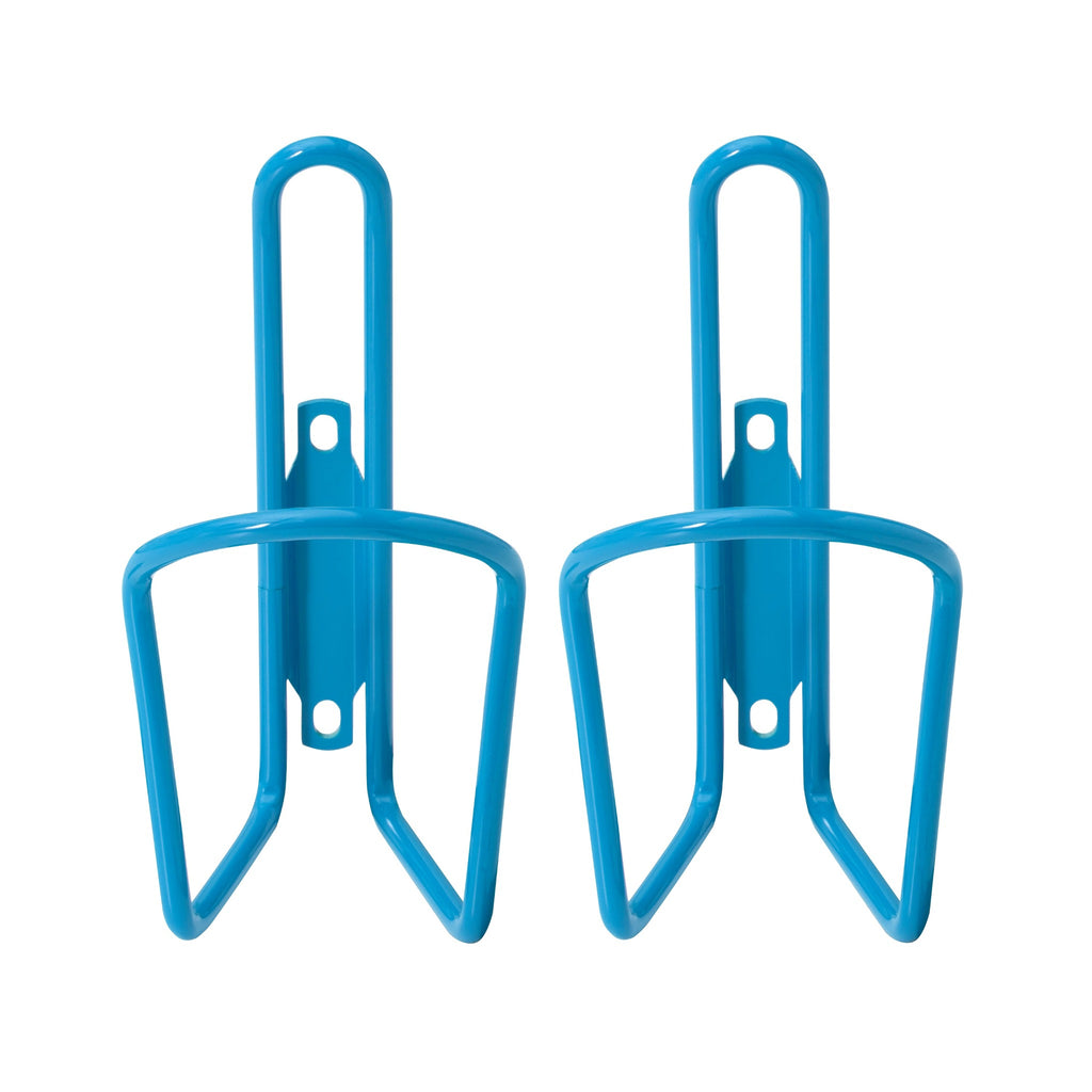 Set of Light blue water bottle holders for bike.