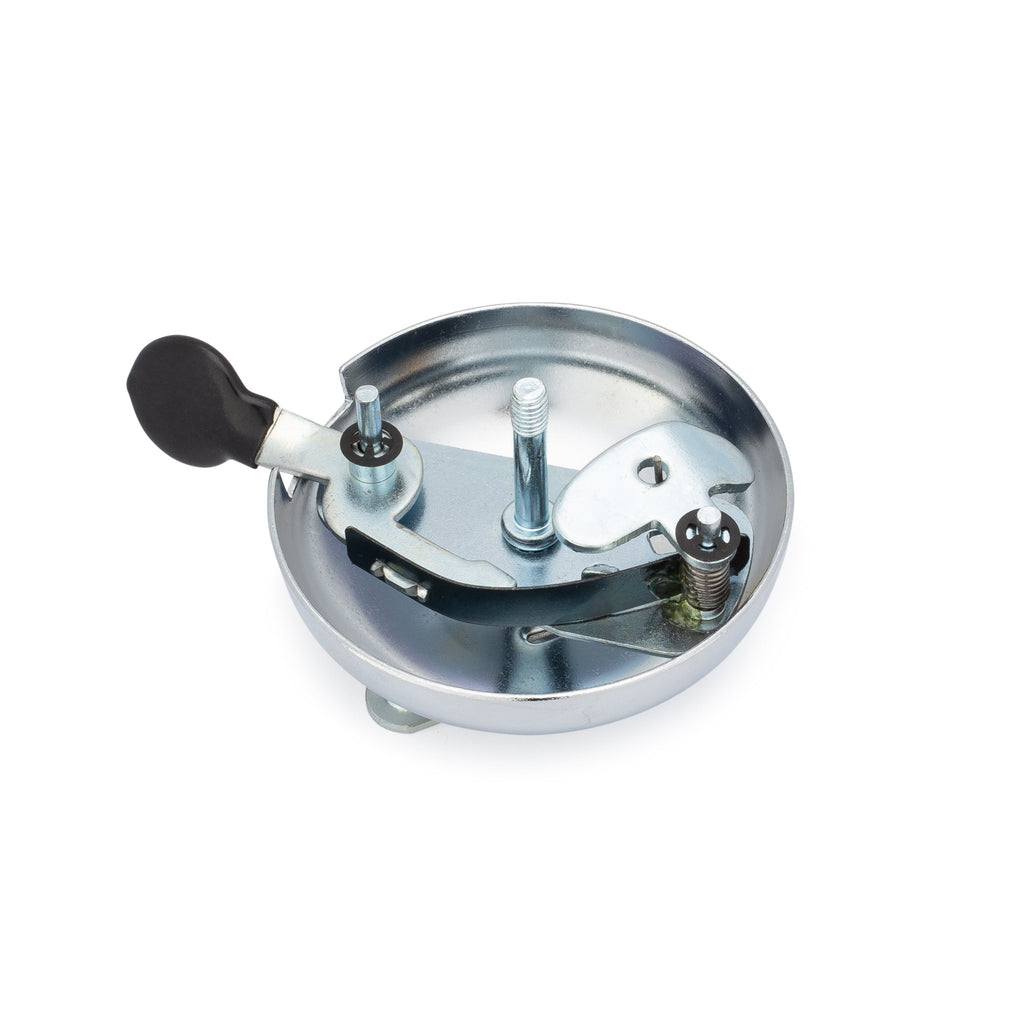 View of internal mechanisms of vintage style bike bell.