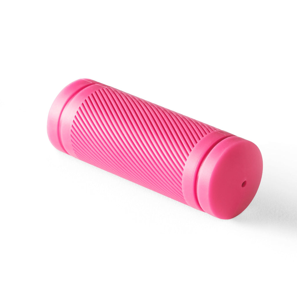 Neon pink bike grip.