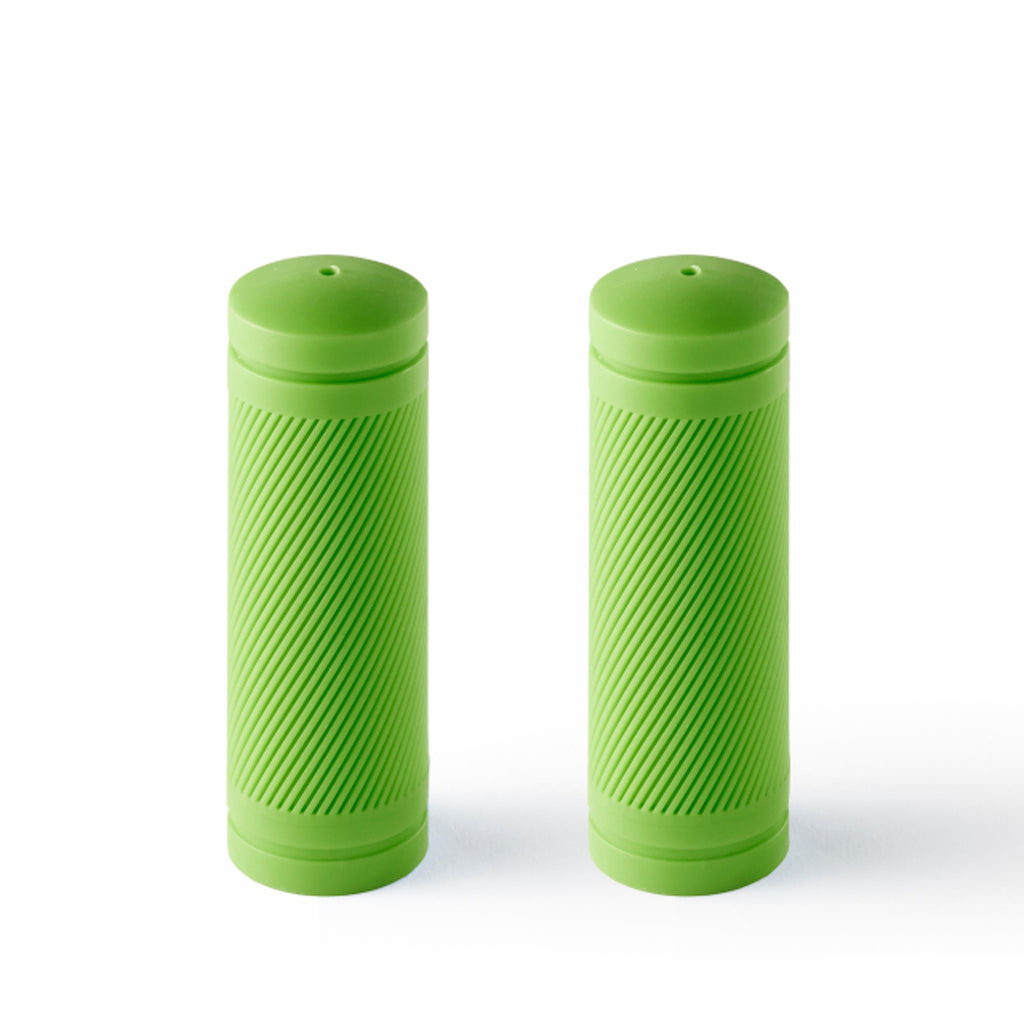 Set of green bicycles grips for kids bikes.