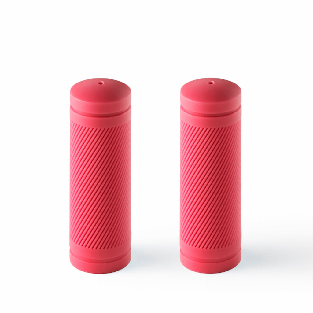 Pink bicycle grips for kids bikes.
