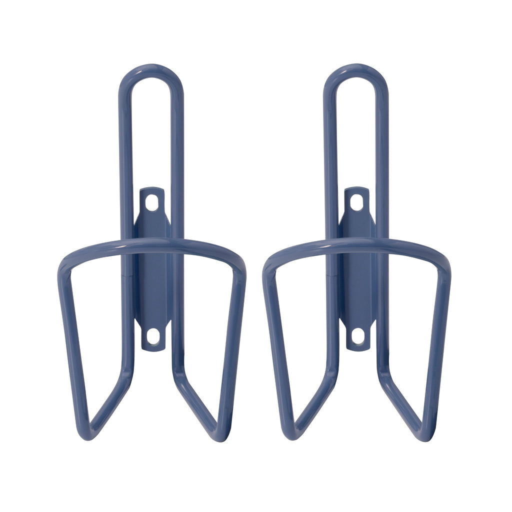 Set of navy water bottle holders for bike.