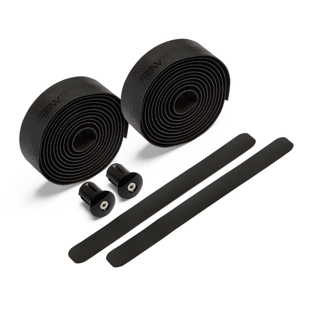 two rolls of black PU handlebar tape. High quality polyurethane handlebar tape. 