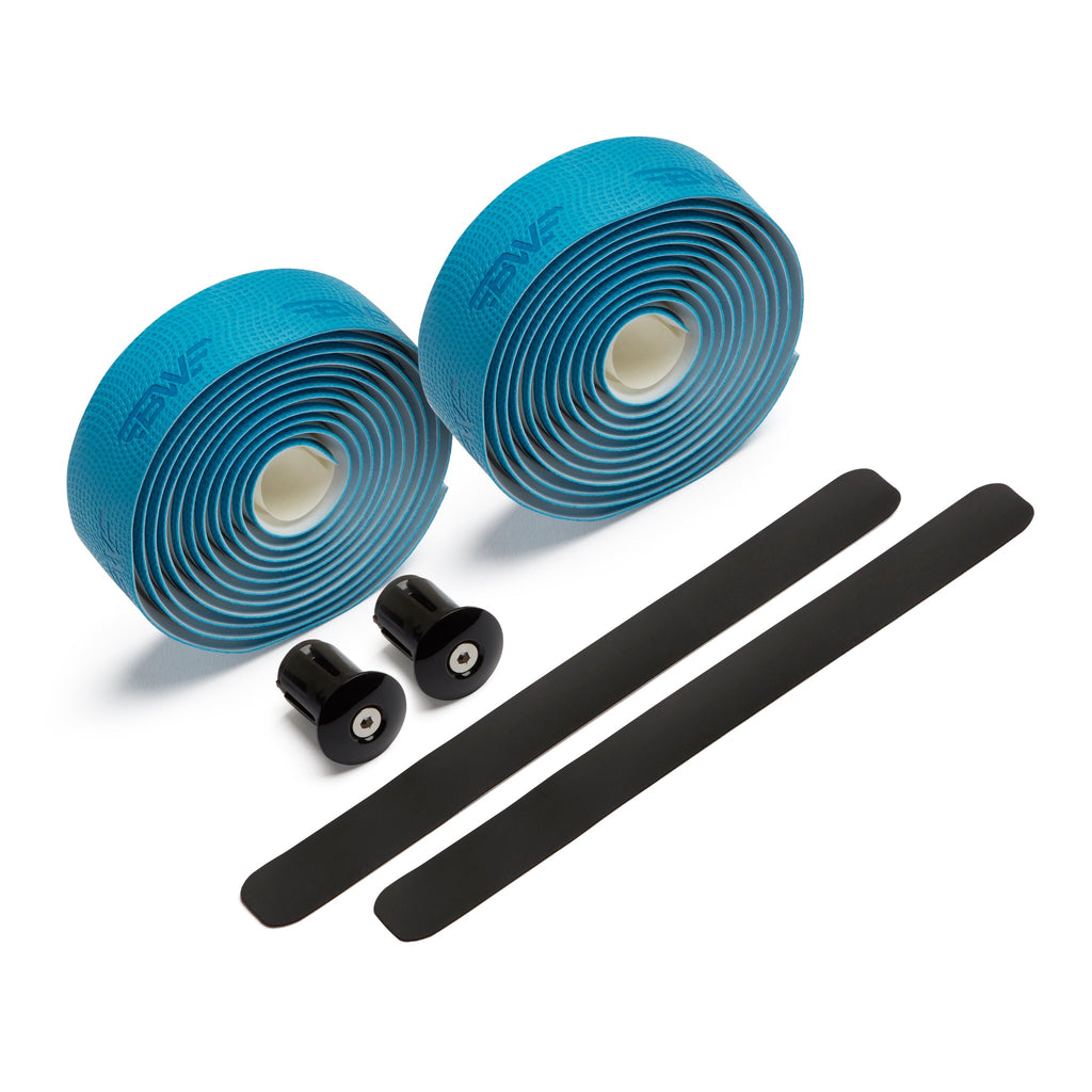 two rolls of blue PU handlebar tape. High quality polyurethane blue handlebar tape. 