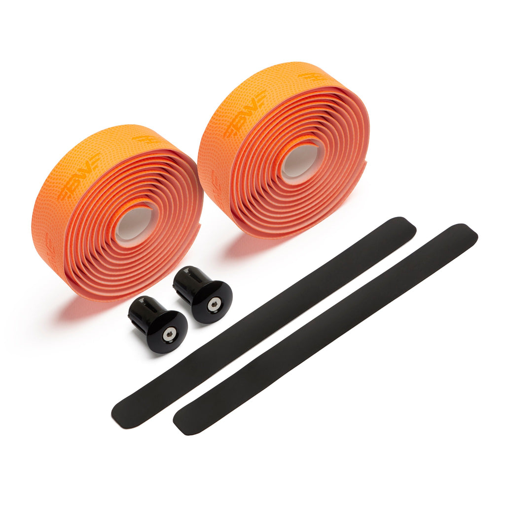 two rolls of orange PU handlebar tape. High quality polyurethane orange handlebar tape.