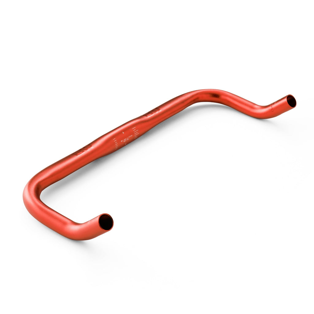 44cm bull style road bike handlebar. Orange road bike handlebar on white background.